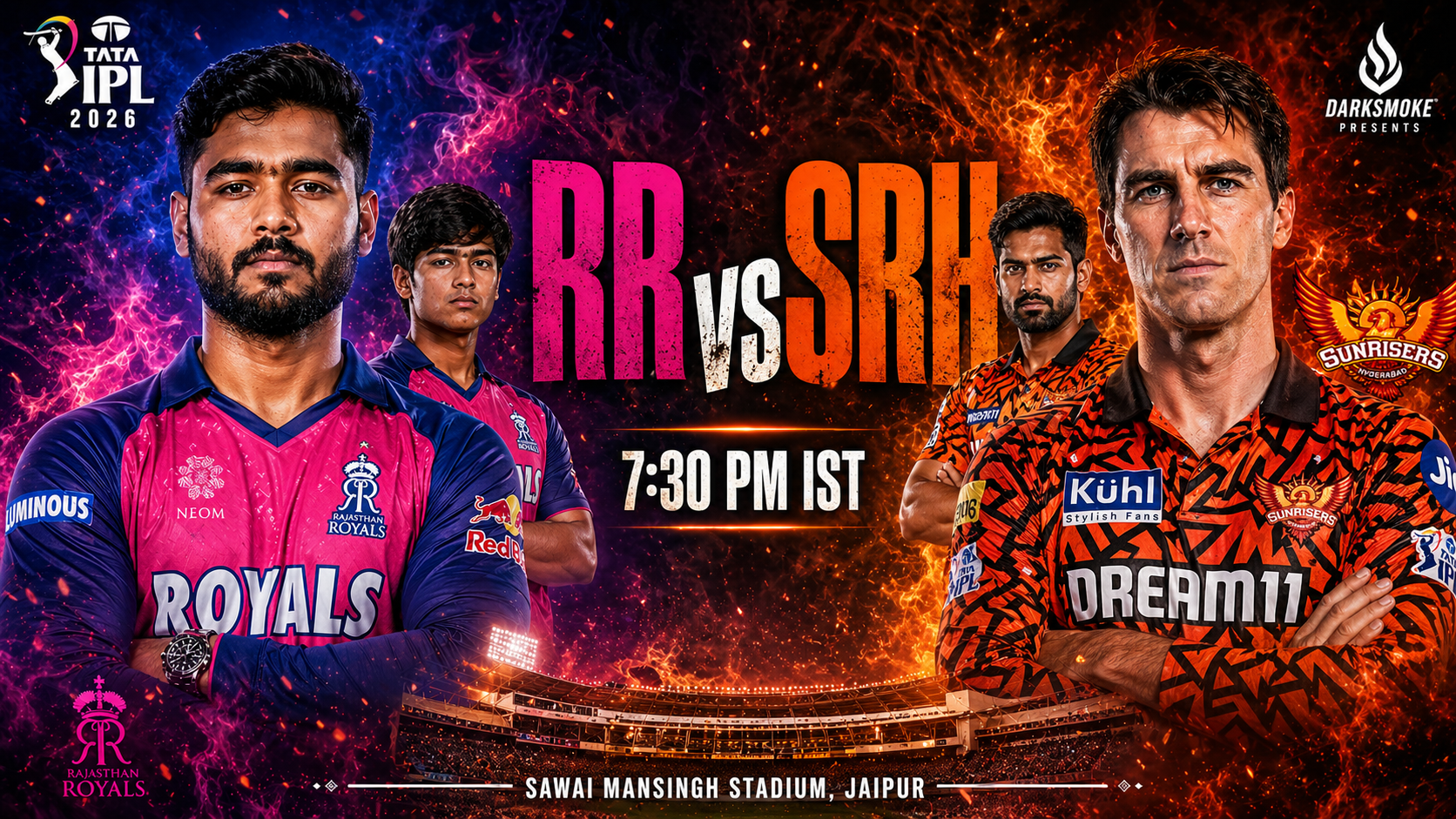 RR VS SRH Today match: Team prediction,Pitch report,playing Xi